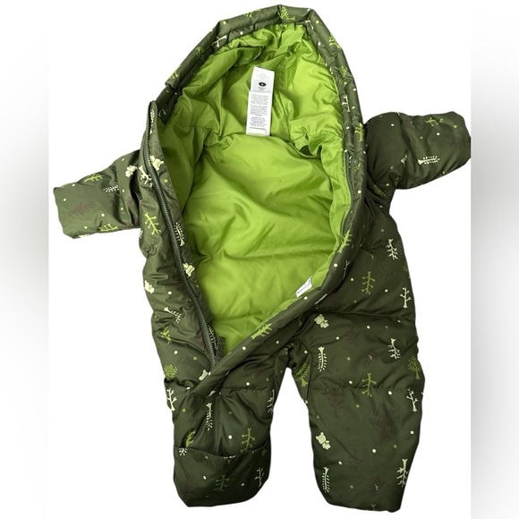 Columbia Baby One Piece Down Snowsuit Green Hooded Insulated Winter Bunting 6M - Picture 4 of 8